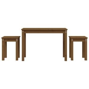 vidaXL Mesas de encastrar 3 pcs madeira de pinho maci&ccedil;a castanho mel
