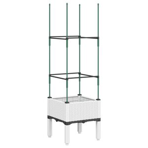vidaXL Vaso/floreira de jardim c/ treli&ccedil;a 40x40x142,5 cm PP branco