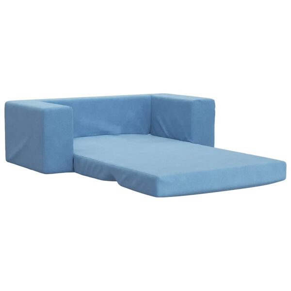 vidaXL Sof&aacute;-cama infantil de 2 lugares pel&uacute;cia macia azul