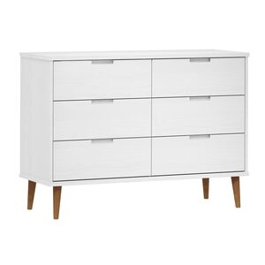 vidaXL Arm&aacute;rio de gavetas MOLDE 113x40x80 cm pinho maci&ccedil;o branco