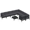 vidaXL 10 pcs conjunto lounge de jardim c/ almofad&otilde;es pinho preto