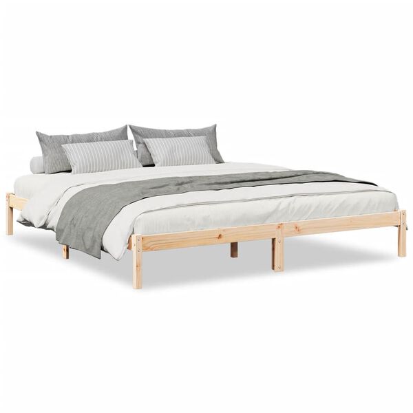 vidaXL Cama extra longa sem colchão 180x210 cm madeira de pinho maciça