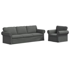 vidaXL Conjunto de Sof&aacute;s 2 unid. Cinza Escuro tecido