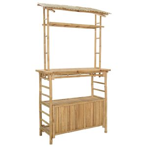 vidaXL Mesa de Bar Externa Natural 110 x 50 x 210 cm Bambu