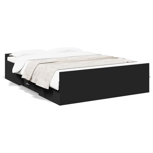 vidaXL Estrutura de cama c/ gavetas 140x190 cm derivados madeira preto