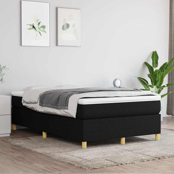 vidaXL Cama boxspring com colch&atilde;o 120x190 cm tecido preto