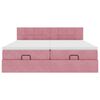 vidaXL Estrutura de cama otomana com colch&otilde;es 180x200 cm veludo rosa