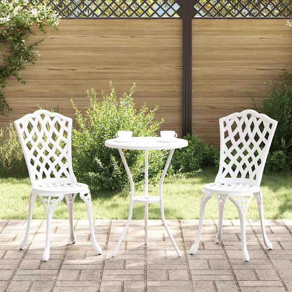 vidaXL Conjunto Bistro de Jardim 3 pcs Branco Alumínio