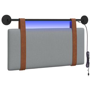 vidaXL Cabeceira suspensa Com luz LED Cinzento-claro PU Antigo