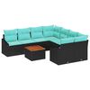 vidaXL Conjunto de Sof&aacute; de Jardim com almofada 9 pcs Preto vime PE