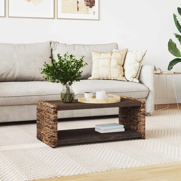 vidaXL Mesa de centro Natural 90 x 45 x 35 cm Madeira de Mogno S&oacute;lida