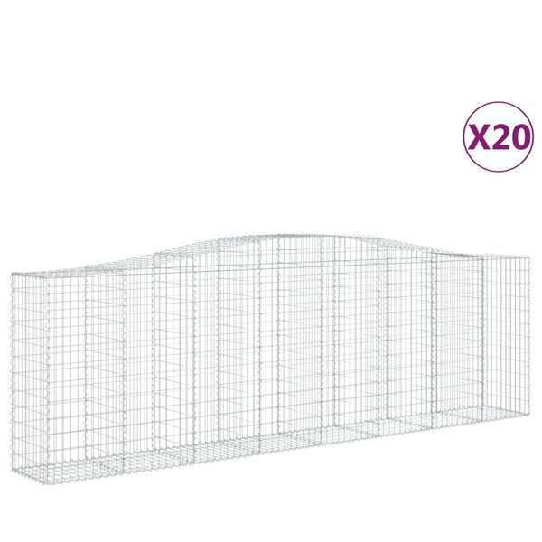vidaXL Cestos gabião arqueados 20 pcs 400x50x120/140 ferro galvanizado