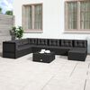 vidaXL 8 pcs conjunto lounge de jardim c/ almofad&otilde;es vime PE preto