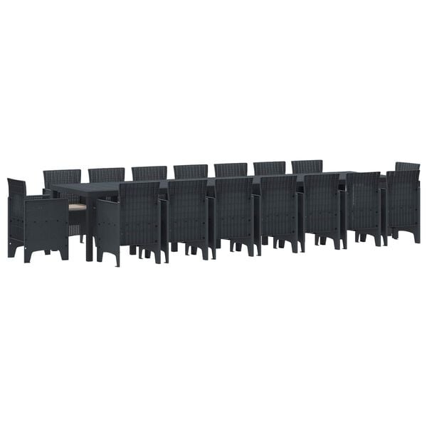 vidaXL Conjunto de Jantar para Jardim com Almofadas 17 pcs Antracite