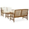 vidaXL 3 pcs conjunto lounge de jardim c/ almofad&otilde;es ac&aacute;cia maci&ccedil;a
