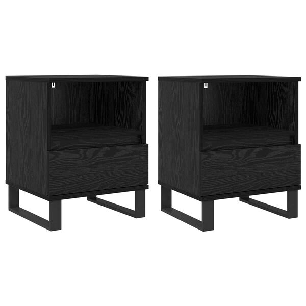 vidaXL Arm&aacute;rio de cama com gaveta Carvalho Preto 40 x 35 x 50 cm