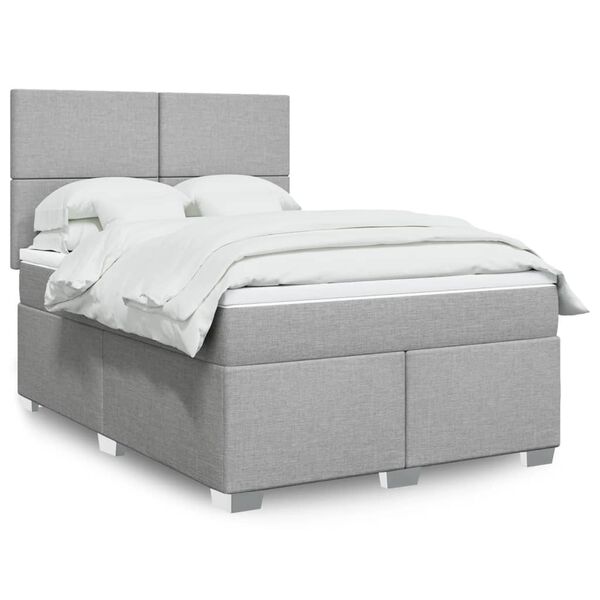 vidaXL Cama com molas/colch&atilde;o 140x190 cm tecido cinzento-claro