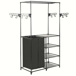 vidaXL Suporte para roupas a&ccedil;o e tecido n&atilde;o tecido 87x44x158 cm preto