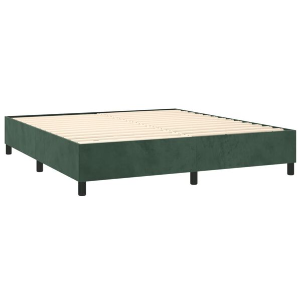 vidaXL Cama com molas/colch&atilde;o 180x200 cm veludo verde-escuro