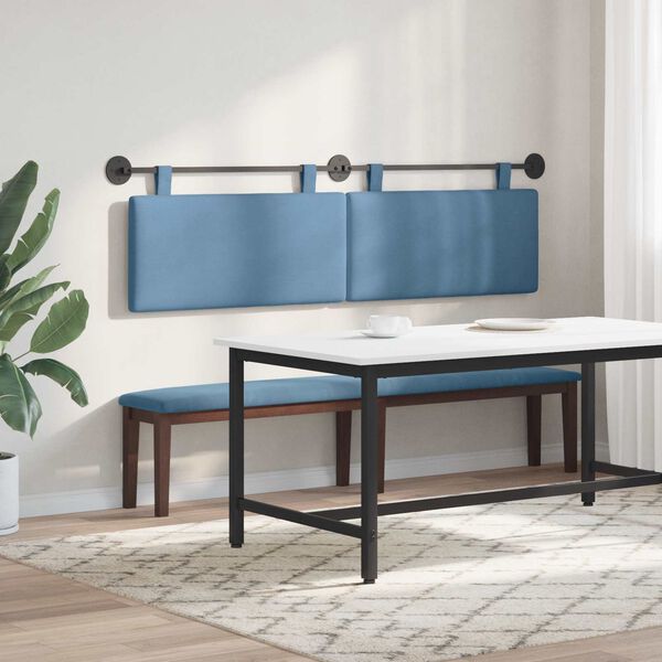 vidaXL Cabeceira Suspensa Azul 190 x 55 x 5 cm Tecido de Veludo Cotele