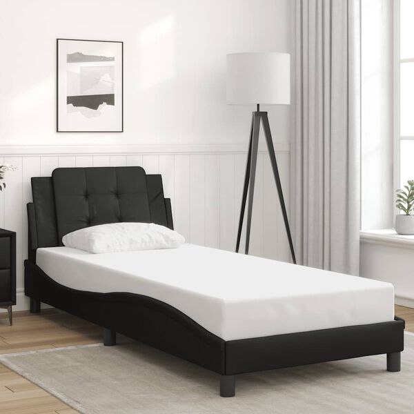 vidaXL Estrutura de cama sem colch&atilde;o Zadar couro artificial 80x200 cm preto