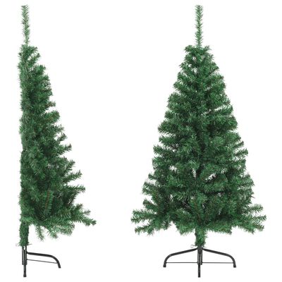 vidaXL Meia árvore de Natal artificial com suporte 120 cm PVC verde