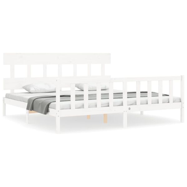 vidaXL Estrutura cama Super King Size c/ cabeceira madeira branco