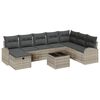 vidaXL Conjunto de Sof&aacute; de Jardim 9 unid. Cinzento-claro vime PE