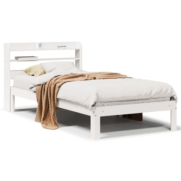 vidaXL Estrutura de cama c/ cabeceira sem colch&atilde;o 90x200 cm branco