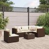 vidaXL 6 pcs conj. lounge jardim c/ almofadões 6 pcs vime PE castanho