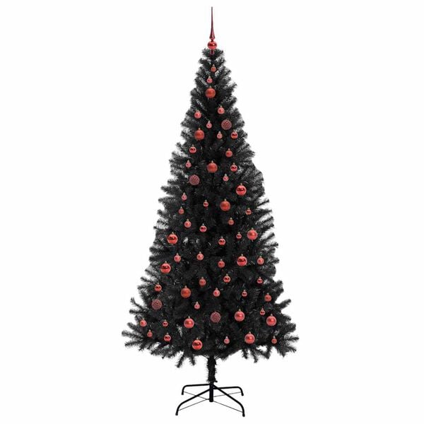 vidaXL &Aacute;rvore de Natal com 300 LEDs com suporte Preto 210 cm PVC