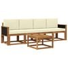 vidaXL Conjunto de Sof&aacute;s para Exterior 4 unid. 4 lugar Natural e Creme