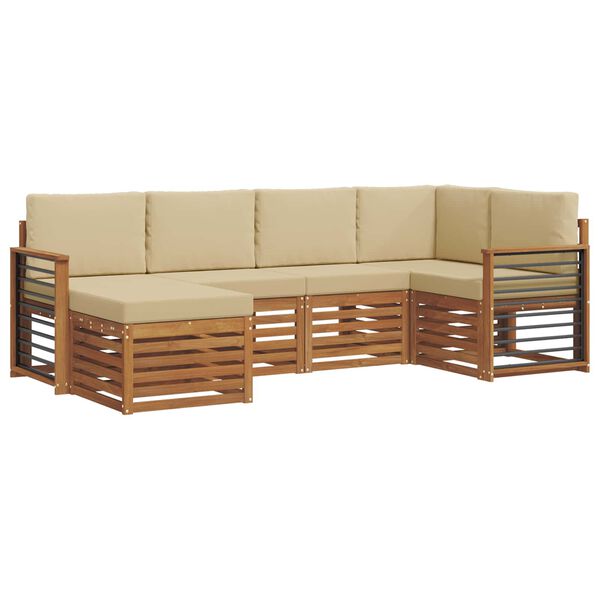 vidaXL Conjunto de Sof&aacute; Sectional com almofada 6 pcs Natural e Bege
