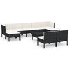 vidaXL 10 pcs conjunto lounge de jardim c/ almofad&otilde;es vime PE preto