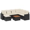 vidaXL 8 pcs conjunto sof&aacute;s de jardim com almofad&otilde;es vime PE preto