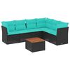 vidaXL 7 pcs conjunto de sof&aacute;s p/ jardim c/ almofad&otilde;es vime PE preto