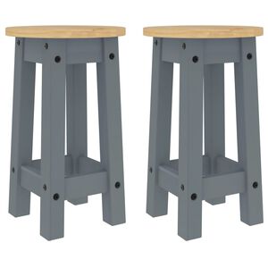vidaXL Bancos de bar 2 pcs madeira de pinho maci&ccedil;a cinzento