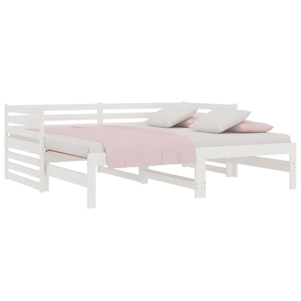 vidaXL Sof&aacute;-cama de puxar 2x(80x200) cm pinho maci&ccedil;o branco