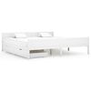 vidaXL Estrutura de cama com 2 gavetas 200x200 cm pinho maci&ccedil;o branco