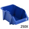 vidaXL Caixas de arruma&ccedil;&atilde;o empilh&aacute;veis 250 pcs 103x165x76 mm azul