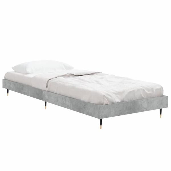 vidaXL Estrutura de cama 75x190 cm derivados de madeira cinza cimento