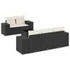 vidaXL 6 pcs conjunto sof&aacute;s de jardim c/ almofad&otilde;es vime PE preto