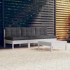 vidaXL 4 pcs conj. lounge de jardim com almofad&otilde;es antracite pinho