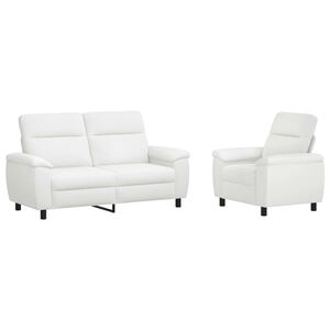 vidaXL Conjunto de Sof&aacute;s 2 pcs Branco Tecido
