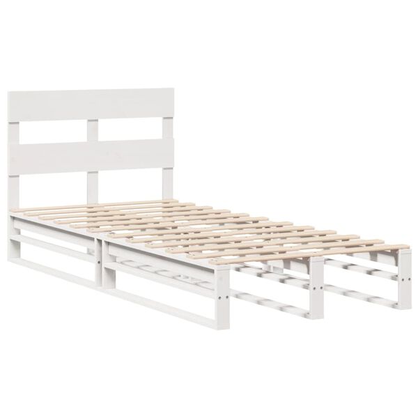 vidaXL Cama sem colch&atilde;o 75x190 cm madeira de pinho maci&ccedil;a branco