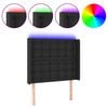 vidaXL Cabeceira de cama c/ LED couro artificial 93x16x118/128cm preto