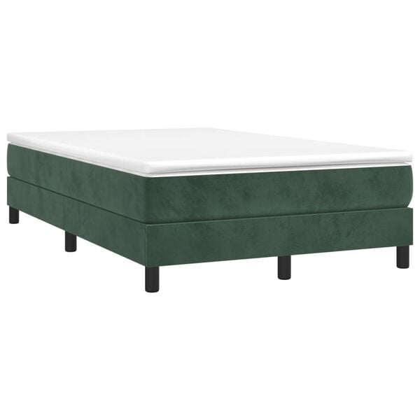 vidaXL Estrutura de cama com molas 120x200 cm veludo verde-escuro