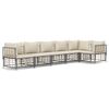 vidaXL 6 pcs conjunto lounge de jardim c/ almofad&otilde;es vime PE antracite