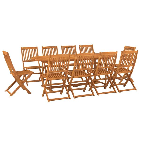 vidaXL 11 pcs conjunto de jantar para jardim 220x90x75cm ac&aacute;cia maci&ccedil;a