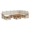 vidaXL Conjunto de Sof&aacute; de Jardim 9 unid. Natural e Branco Creme